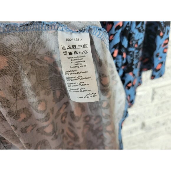 Evans Womens Top 30 32 Plus Tee Tunic Short Sleeve Blue Butterflies C24E - Picture 6 of 7